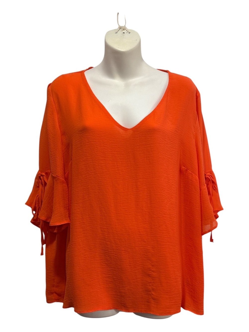 George Bright Coral V-Neck Flutter Sleeve Tunic size uk 18 or us 14
